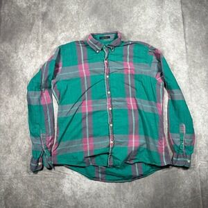 Vintage 90s Colours by Alexander Julian Mens Large Blue Pink Plaid Cotton Shirt